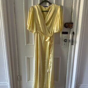 Zara Yellow Silky Wrap Dress Size XS